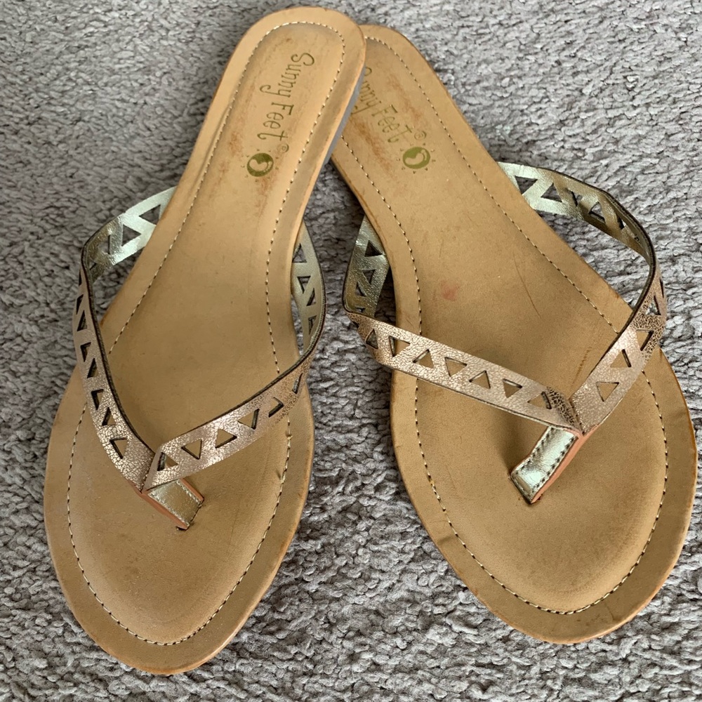 Gold Sandals by Sunny Feet (7 1/2)